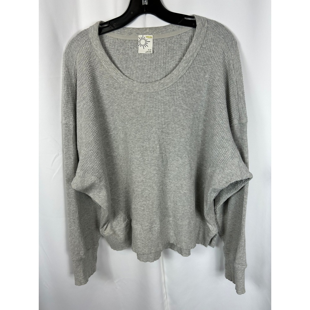 OFFLINE by Aerie Gray Waffle Knit Oversized Long Sleeve Thermal Top Size Medium